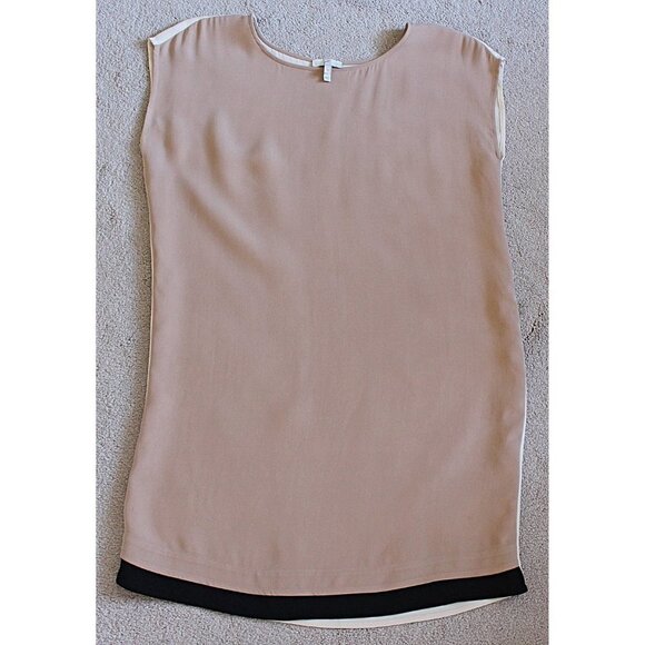 Joie - Nixon Colorblock Silk Shift Dress in Tan, Natural, Black - S - $398 - Picture 11 of 12